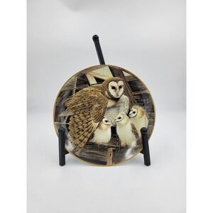 BARN OWL EMBRACING‎ CHICKS Plate Artist A. J. Rudisill National  Audubon Society